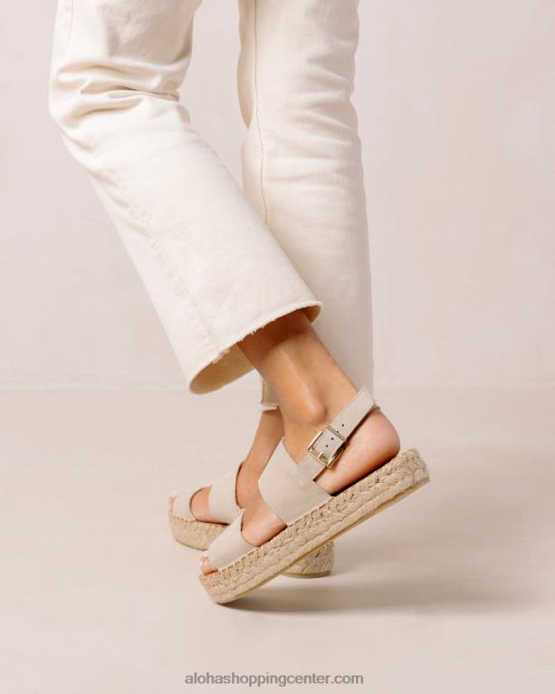 dvojni trak - bež semiš espadrile ženske Alohas 0D4R8325