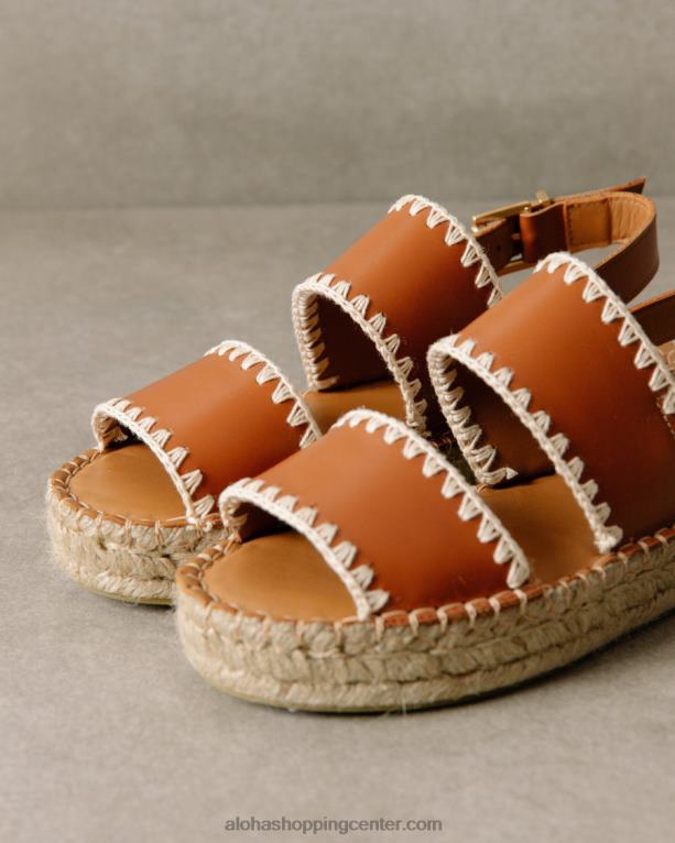 dvojni trak - rjave in bele usnjene espadrile ženske Alohas 0D4R8327