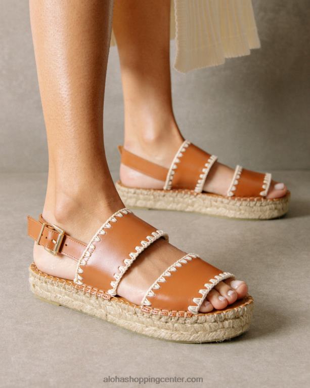 dvojni trak - rjave in bele usnjene espadrile ženske Alohas 0D4R8327