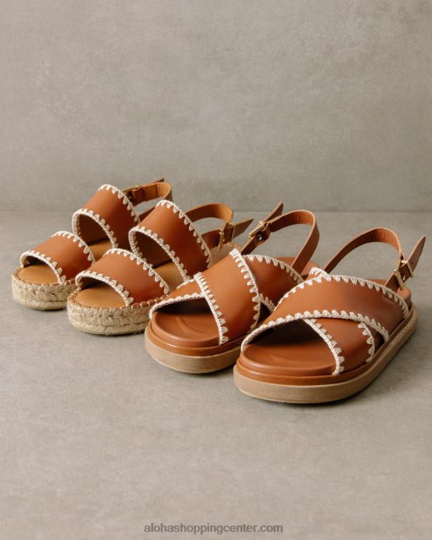 dvojni trak - rjave in bele usnjene espadrile ženske Alohas 0D4R8327