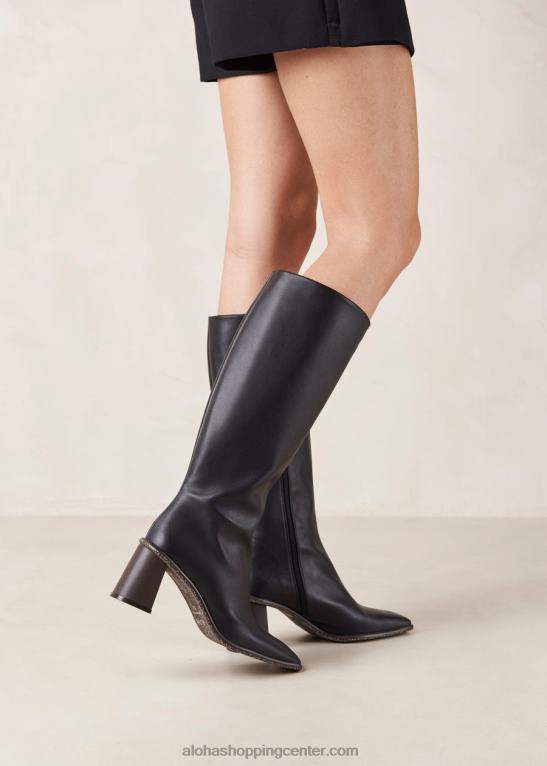 east corn - črni veganski usnjeni škornji ženske Alohas 0D4R847