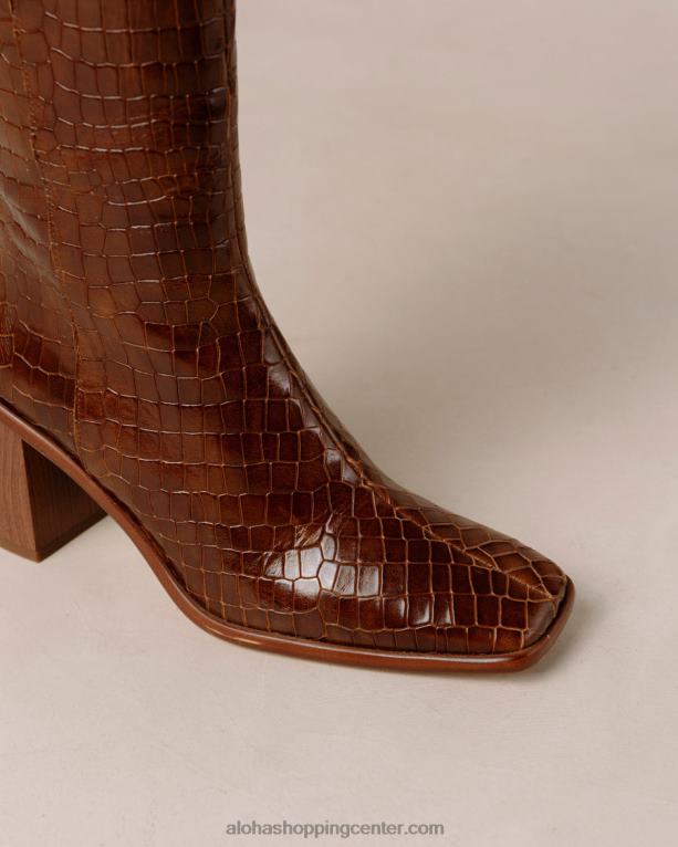 east croco - rjavi usnjeni škornji ženske Alohas 0D4R853