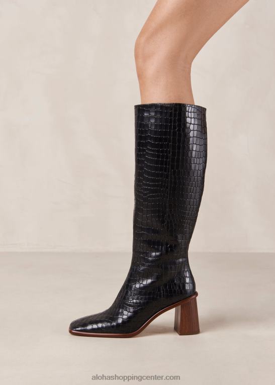 east croco - črni usnjeni škornji ženske Alohas 0D4R848