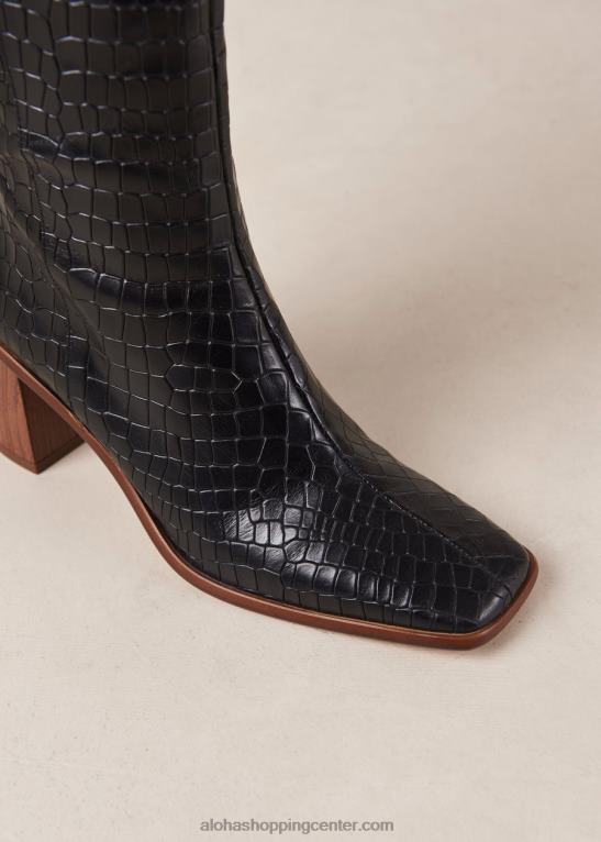 east croco - črni usnjeni škornji ženske Alohas 0D4R848