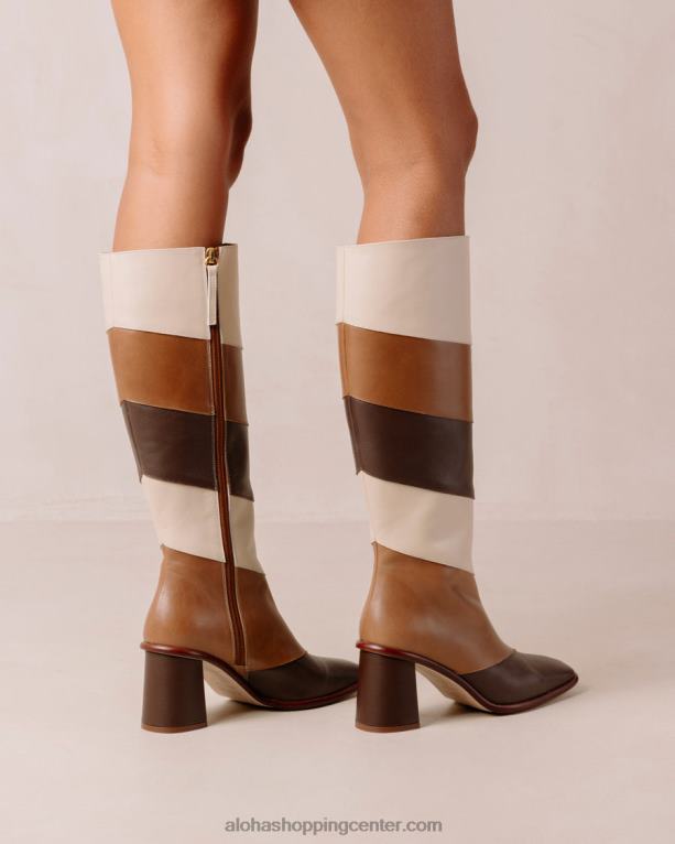 east patchwork vintage - beli in rjavi usnjeni škornji ženske Alohas 0D4R840