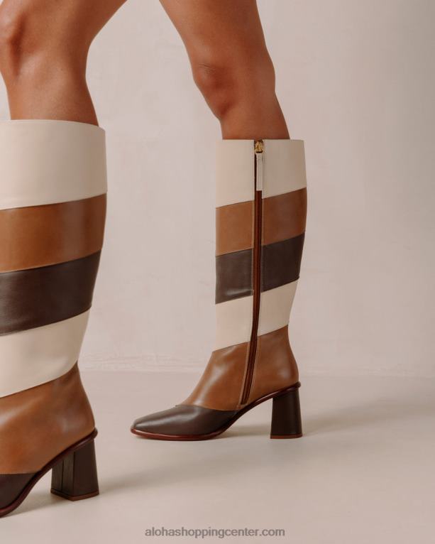 east patchwork vintage - beli in rjavi usnjeni škornji ženske Alohas 0D4R840