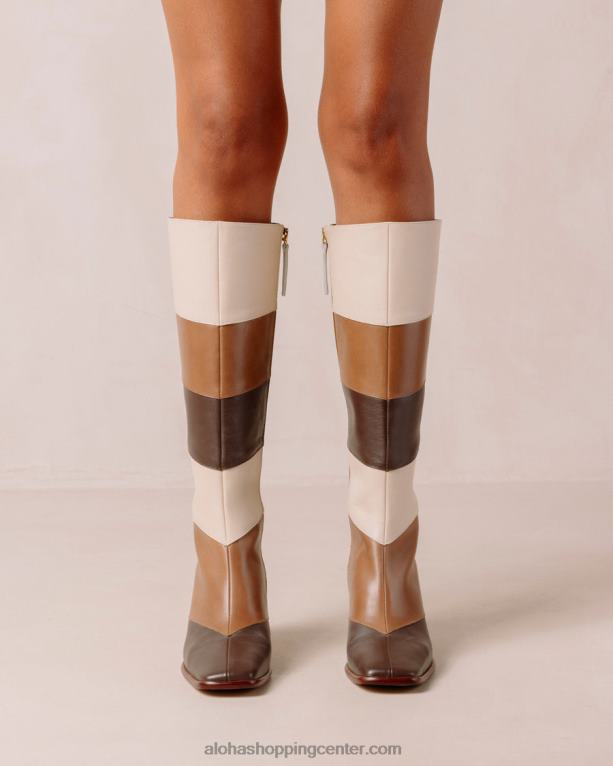 east patchwork vintage - beli in rjavi usnjeni škornji ženske Alohas 0D4R840