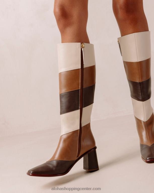 east patchwork vintage - beli in rjavi usnjeni škornji ženske Alohas 0D4R840