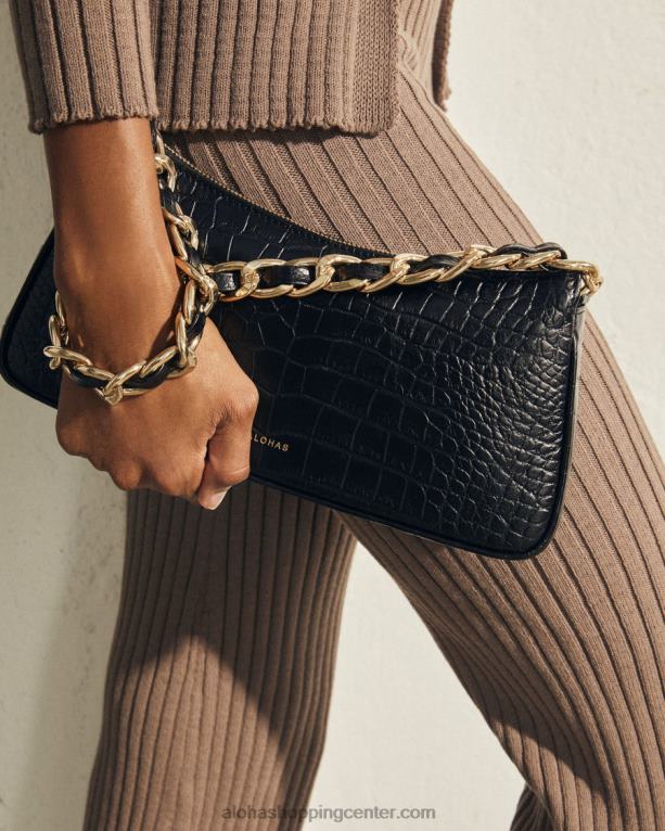 eksotika - črna usnjena torbica ženske Alohas 0D4R81161