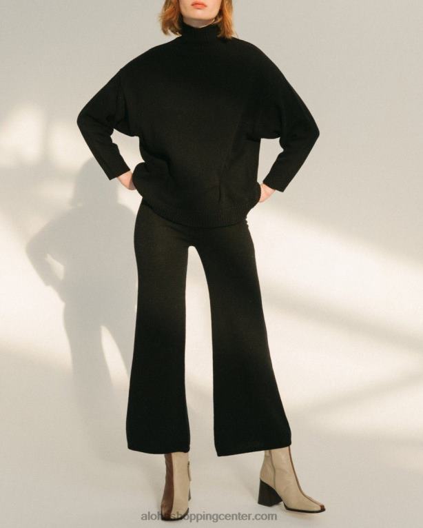 enostaven padec - črne pletene hlače ženske Alohas 0D4R8914