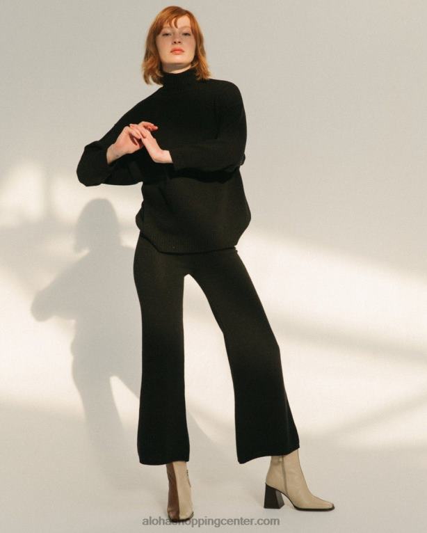 enostaven padec - črne pletene hlače ženske Alohas 0D4R8914