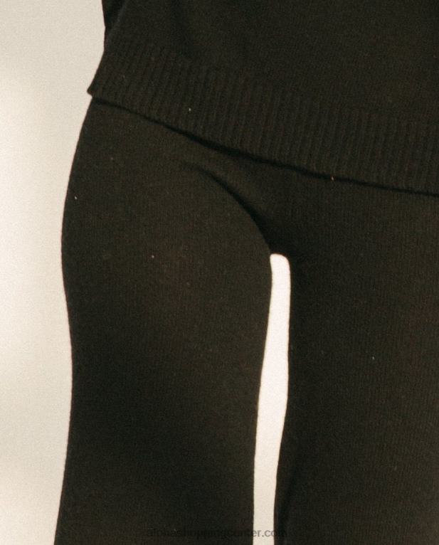 enostaven padec - črne pletene hlače ženske Alohas 0D4R8914