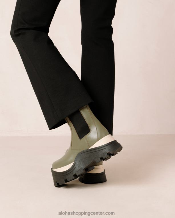 feniks šah - zeleni usnjeni škornji ženske Alohas 0D4R8575