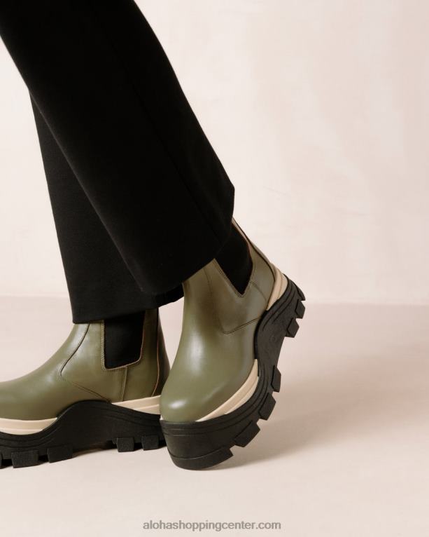 feniks šah - zeleni usnjeni škornji ženske Alohas 0D4R8575