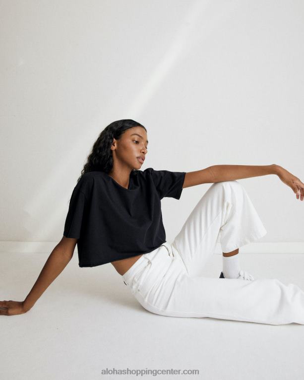 fly - črna bombažna majica s kratkimi rokavi ženske Alohas 0D4R8783