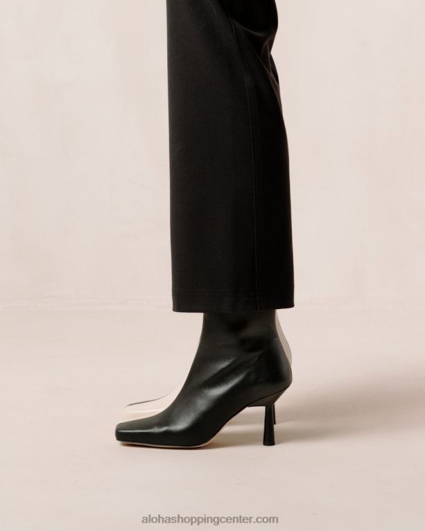 frappe - črno-beli usnjeni škornji ženske Alohas 0D4R8573