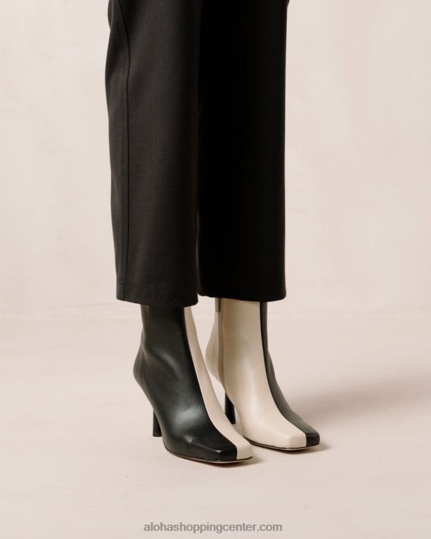 frappe - črno-beli usnjeni škornji ženske Alohas 0D4R8573