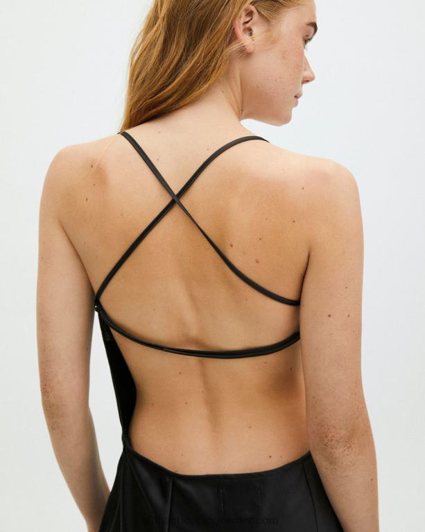 fuzzy - črna satenasta obleka ženske Alohas 0D4R8959