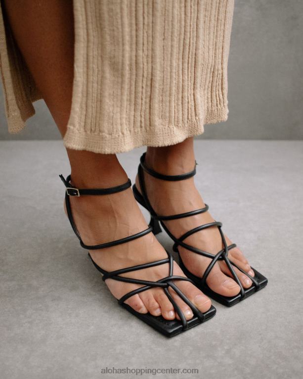 ginza - črni usnjeni sandali ženske Alohas 0D4R8591