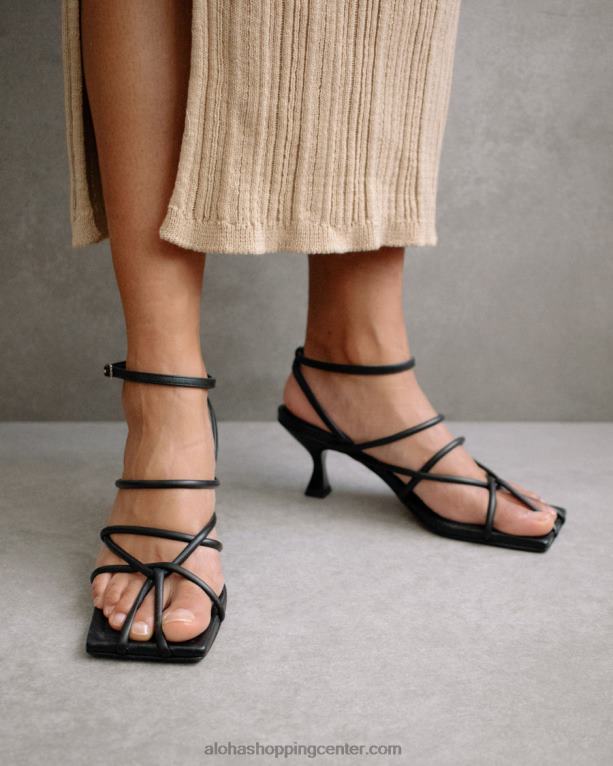 ginza - črni usnjeni sandali ženske Alohas 0D4R8591