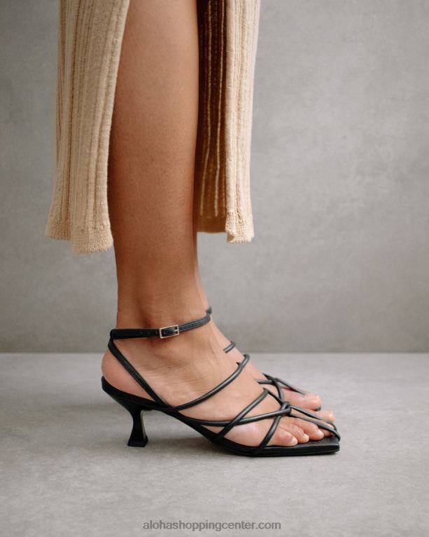 ginza - črni usnjeni sandali ženske Alohas 0D4R8591