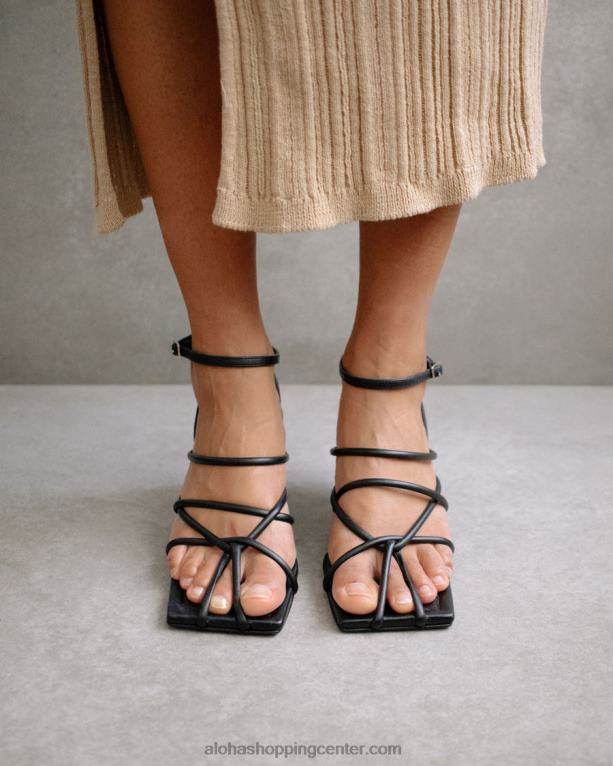 ginza - črni usnjeni sandali ženske Alohas 0D4R8591