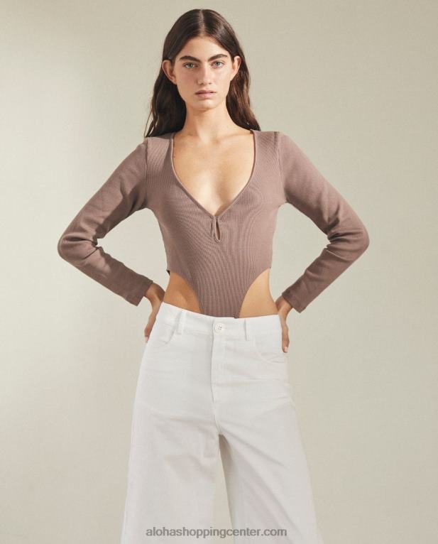 glace - rjav bombažni bodi ženske Alohas 0D4R8836