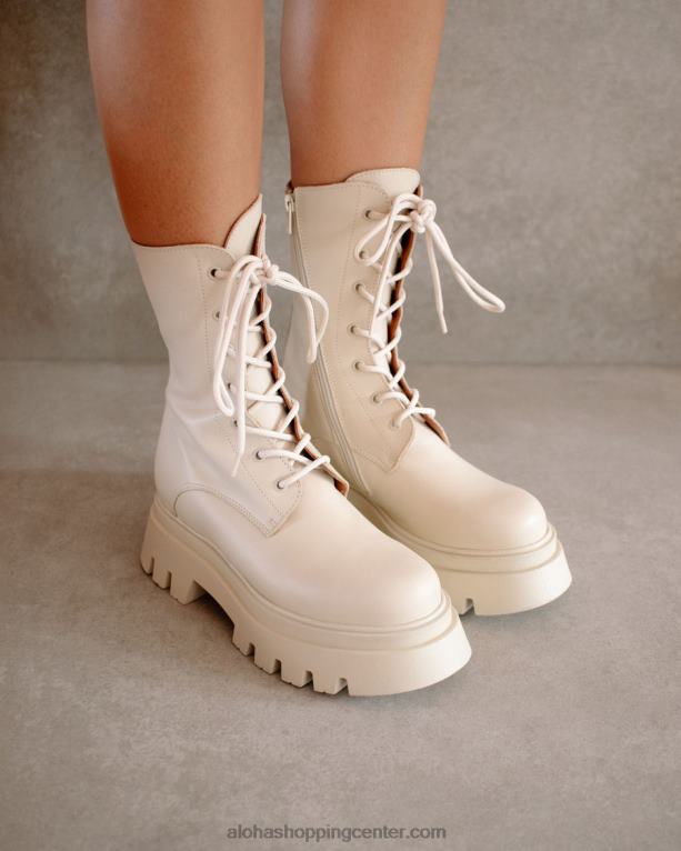 globetrotter - beli usnjeni škornji ženske Alohas 0D4R8306