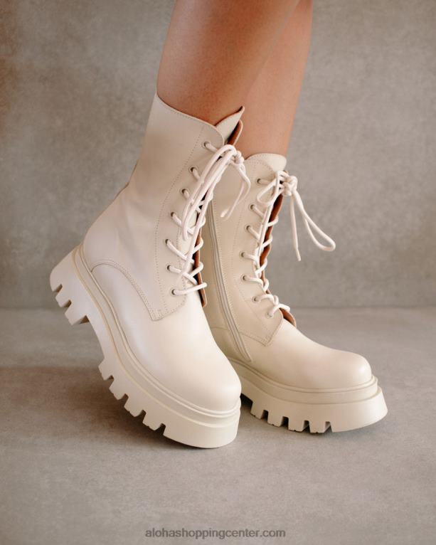 globetrotter - beli usnjeni škornji ženske Alohas 0D4R8306