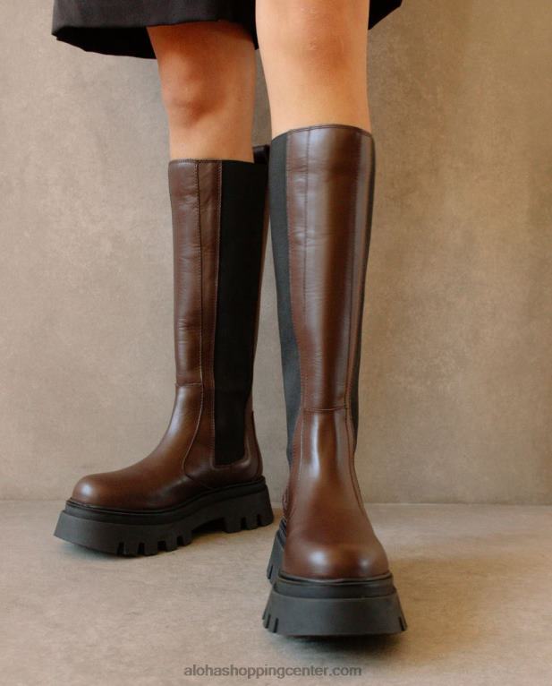 go getter - rjavi usnjeni škornji ženske Alohas 0D4R8395