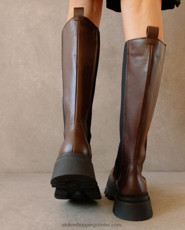 go getter - rjavi usnjeni škornji ženske Alohas 0D4R8395