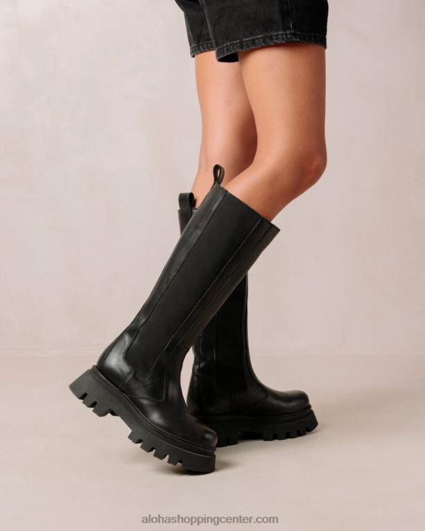 go getter - črni usnjeni škornji ženske Alohas 0D4R8393