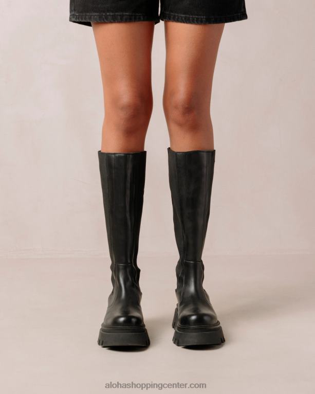 go getter - črni usnjeni škornji ženske Alohas 0D4R8393