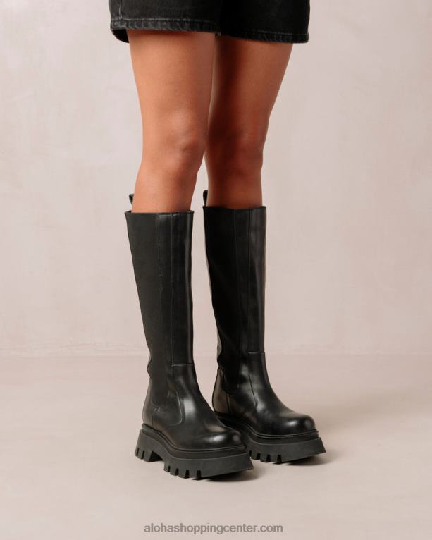 go getter - črni usnjeni škornji ženske Alohas 0D4R8393