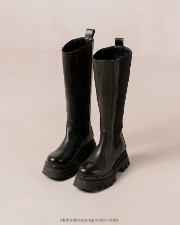 go getter - črni usnjeni škornji ženske Alohas 0D4R8393