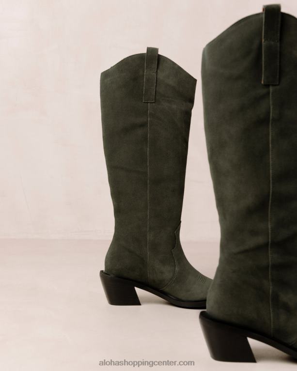 gori - zeleni semiški škornji ženske Alohas 0D4R8258