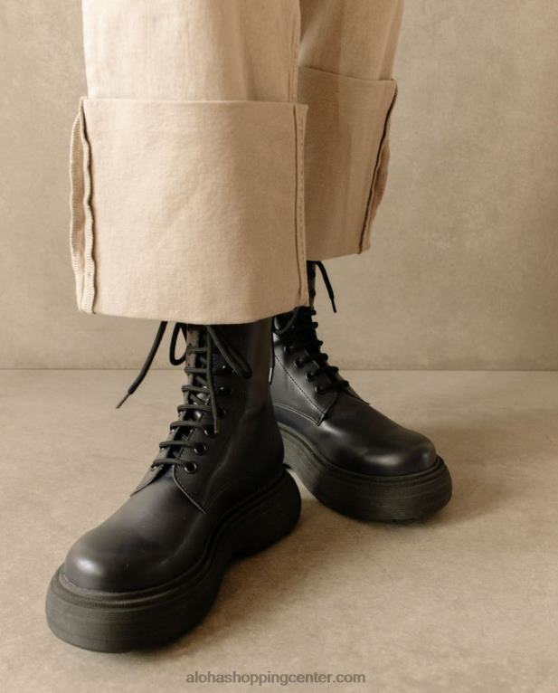 gouache - črni veganski usnjeni škornji ženske Alohas 0D4R8486