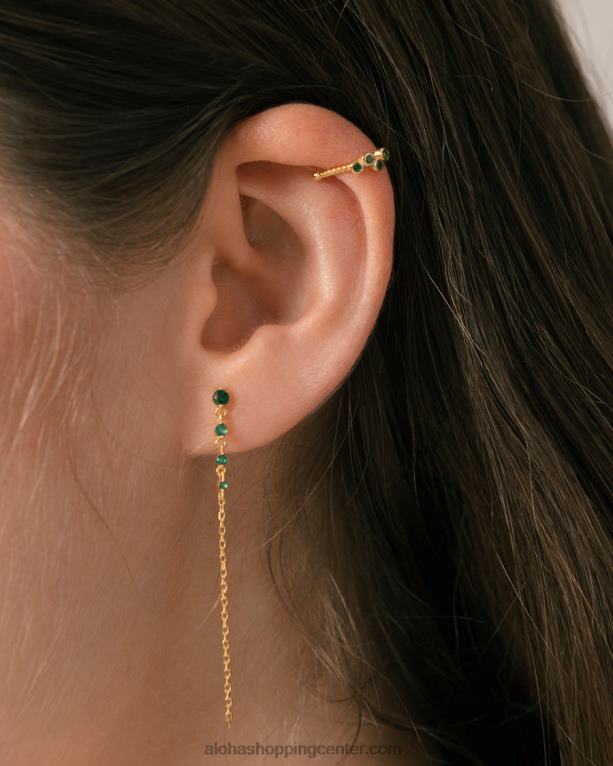 guama - zeleni in zlati uhani ženske Alohas 0D4R81108