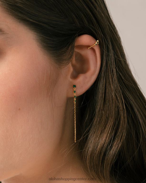 guama - zeleni in zlati uhani ženske Alohas 0D4R81108