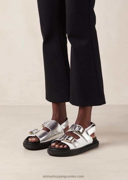 harper - bele in srebrne usnjene sandale ženske Alohas 0D4R816