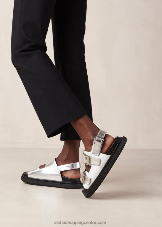 harper - bele in srebrne usnjene sandale ženske Alohas 0D4R816