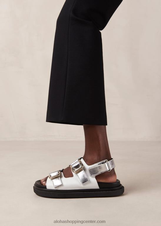 harper - bele in srebrne usnjene sandale ženske Alohas 0D4R816