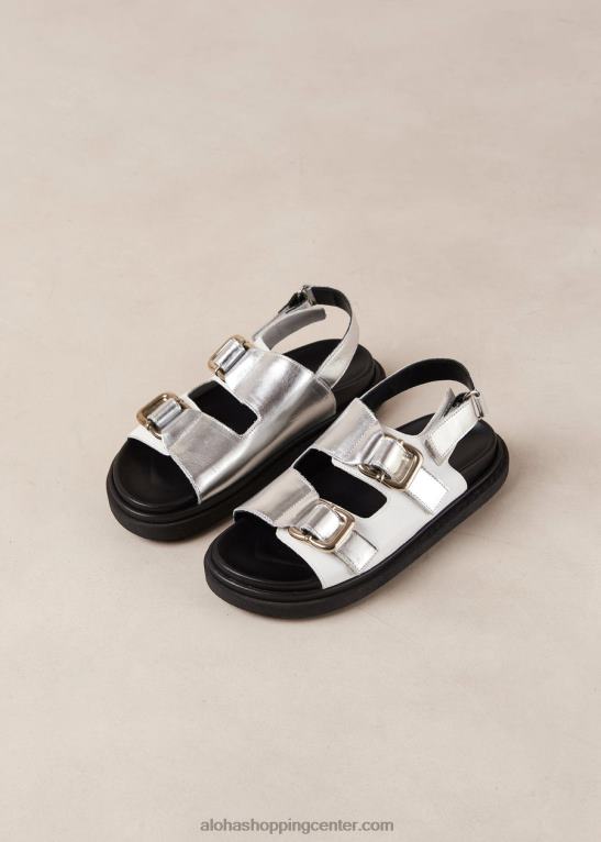 harper - bele in srebrne usnjene sandale ženske Alohas 0D4R816