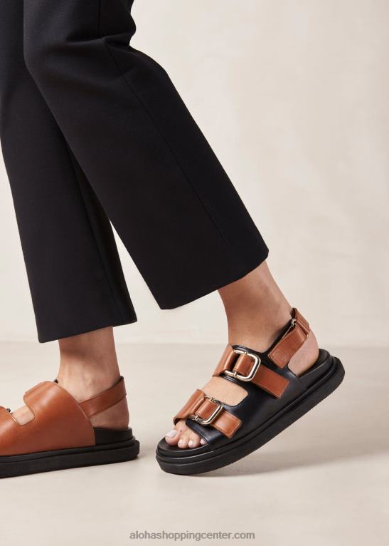 harper - črni in rjavi usnjeni sandali ženske Alohas 0D4R814