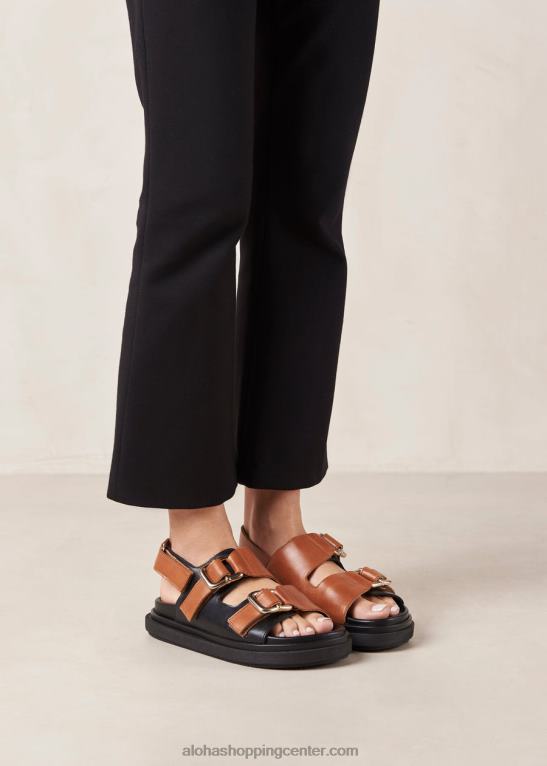harper - črni in rjavi usnjeni sandali ženske Alohas 0D4R814