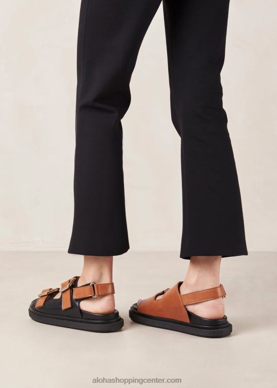 harper - črni in rjavi usnjeni sandali ženske Alohas 0D4R814