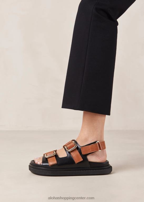 harper - črni in rjavi usnjeni sandali ženske Alohas 0D4R814