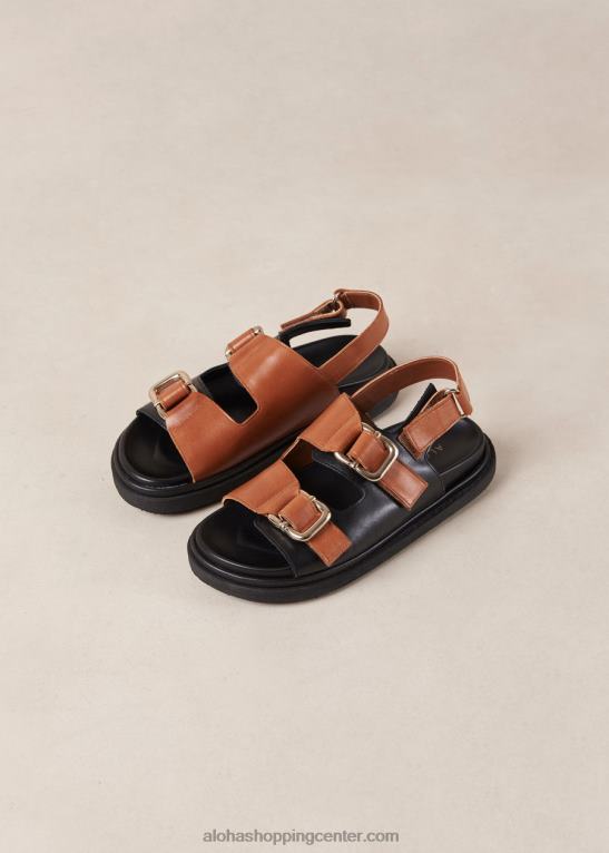 harper - črni in rjavi usnjeni sandali ženske Alohas 0D4R814