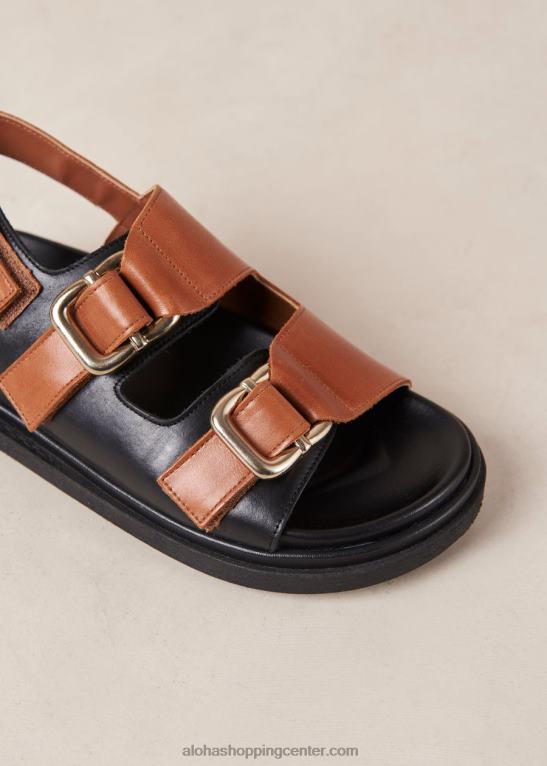 harper - črni in rjavi usnjeni sandali ženske Alohas 0D4R814