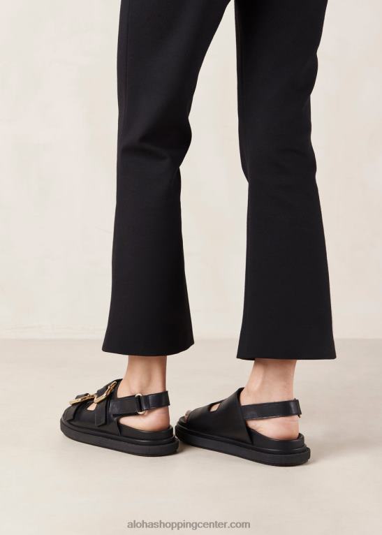 harper - črni usnjeni sandali ženske Alohas 0D4R813